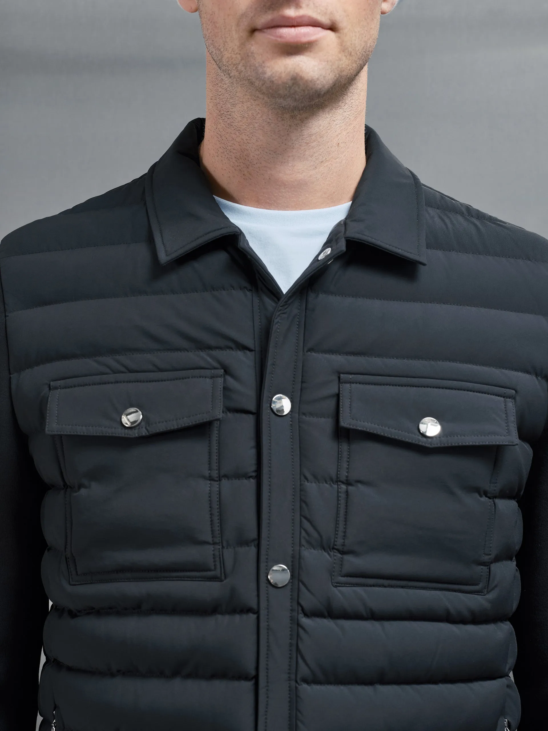 Hybrid Quilted Overshirt in Black