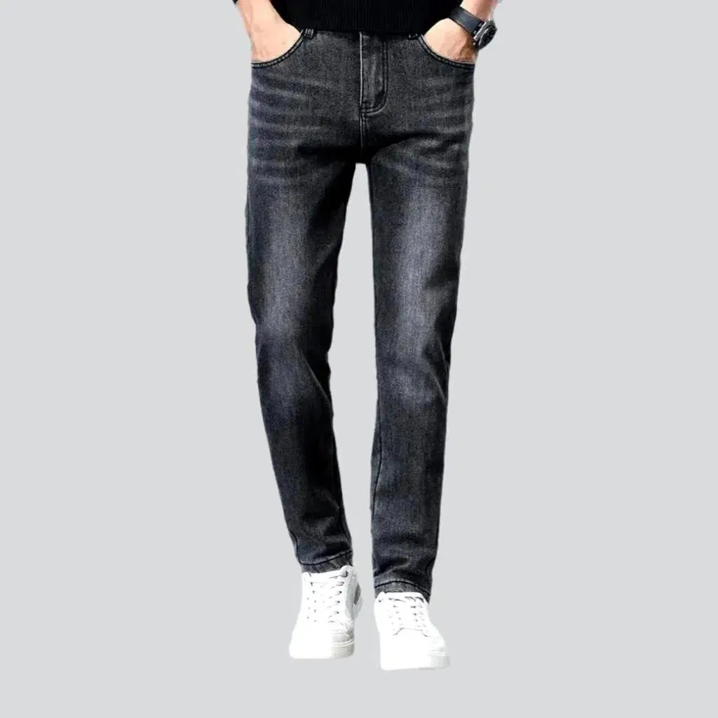 Insulated men's high-waist jeans