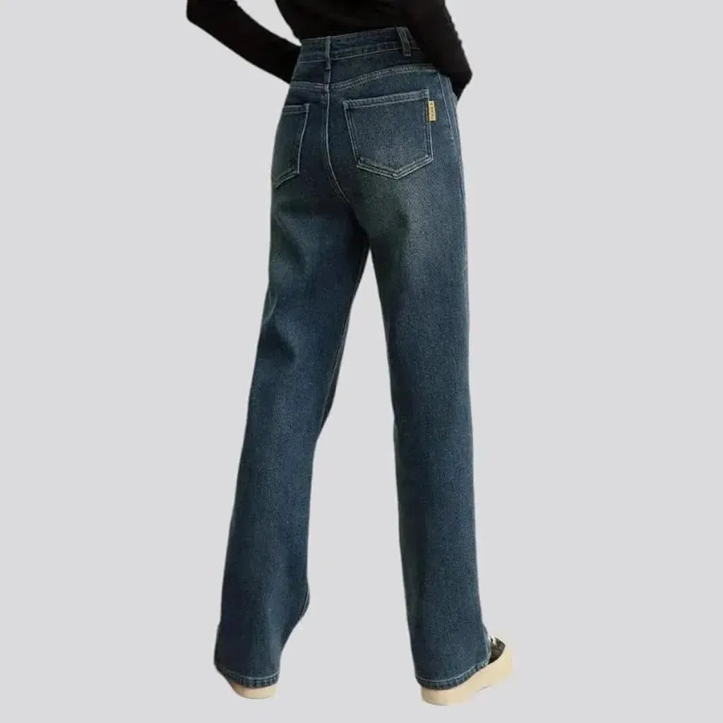 Insulated stonewashed jeans for women