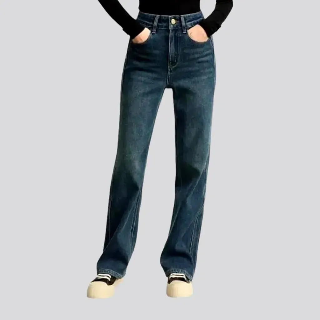 Insulated stonewashed jeans for women