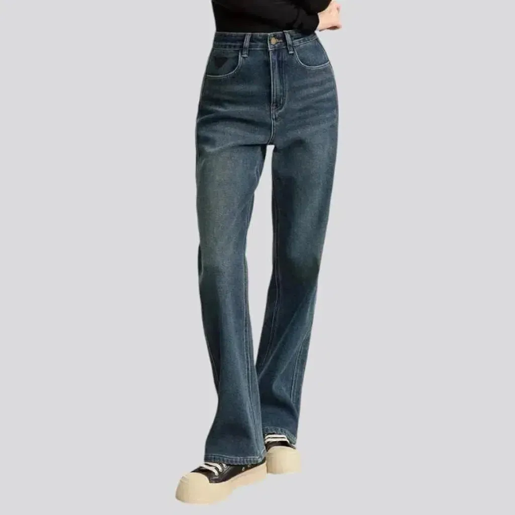 Insulated stonewashed jeans for women