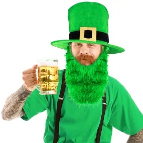 Irish Hat and Beard - Green Leprechaun Top Hat and Beard St Patricks Day Costume Accessories