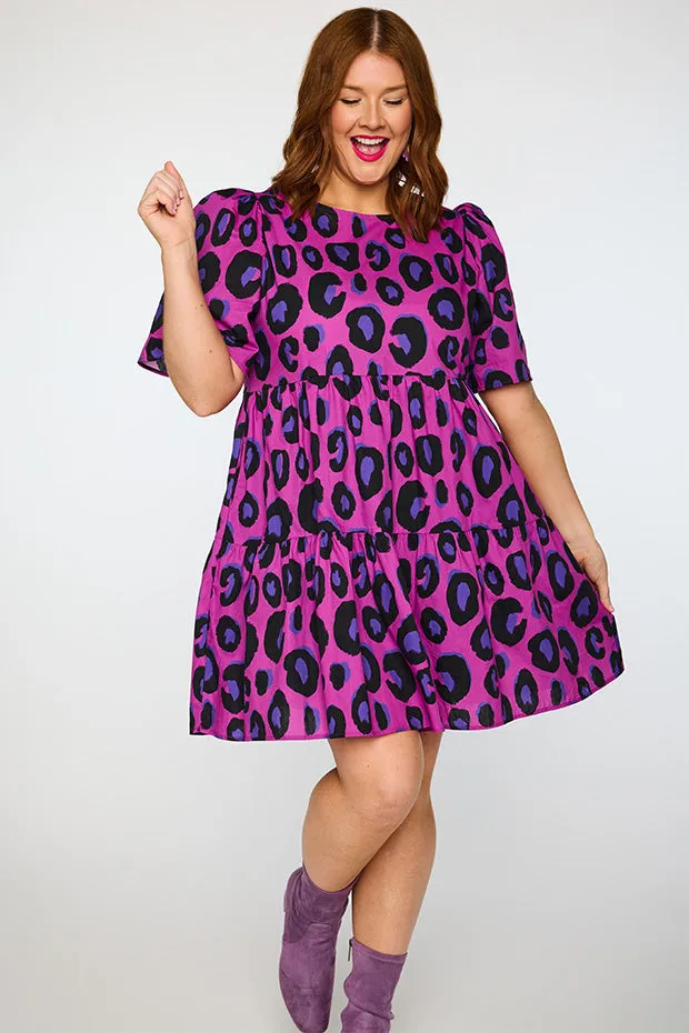 Isadora Purple Leopard Dress