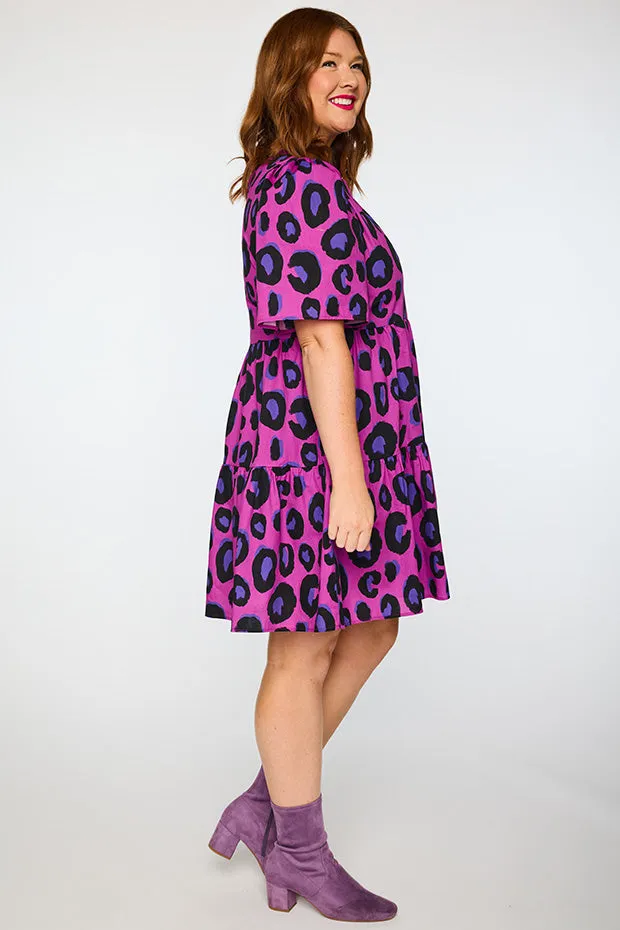 Isadora Purple Leopard Dress