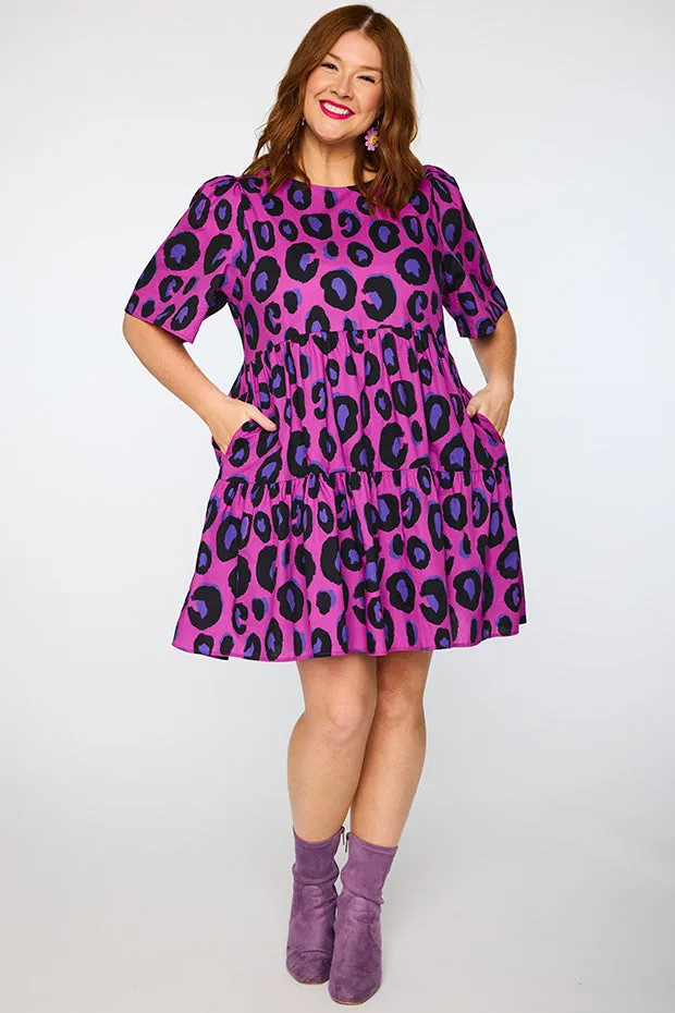 Isadora Purple Leopard Dress