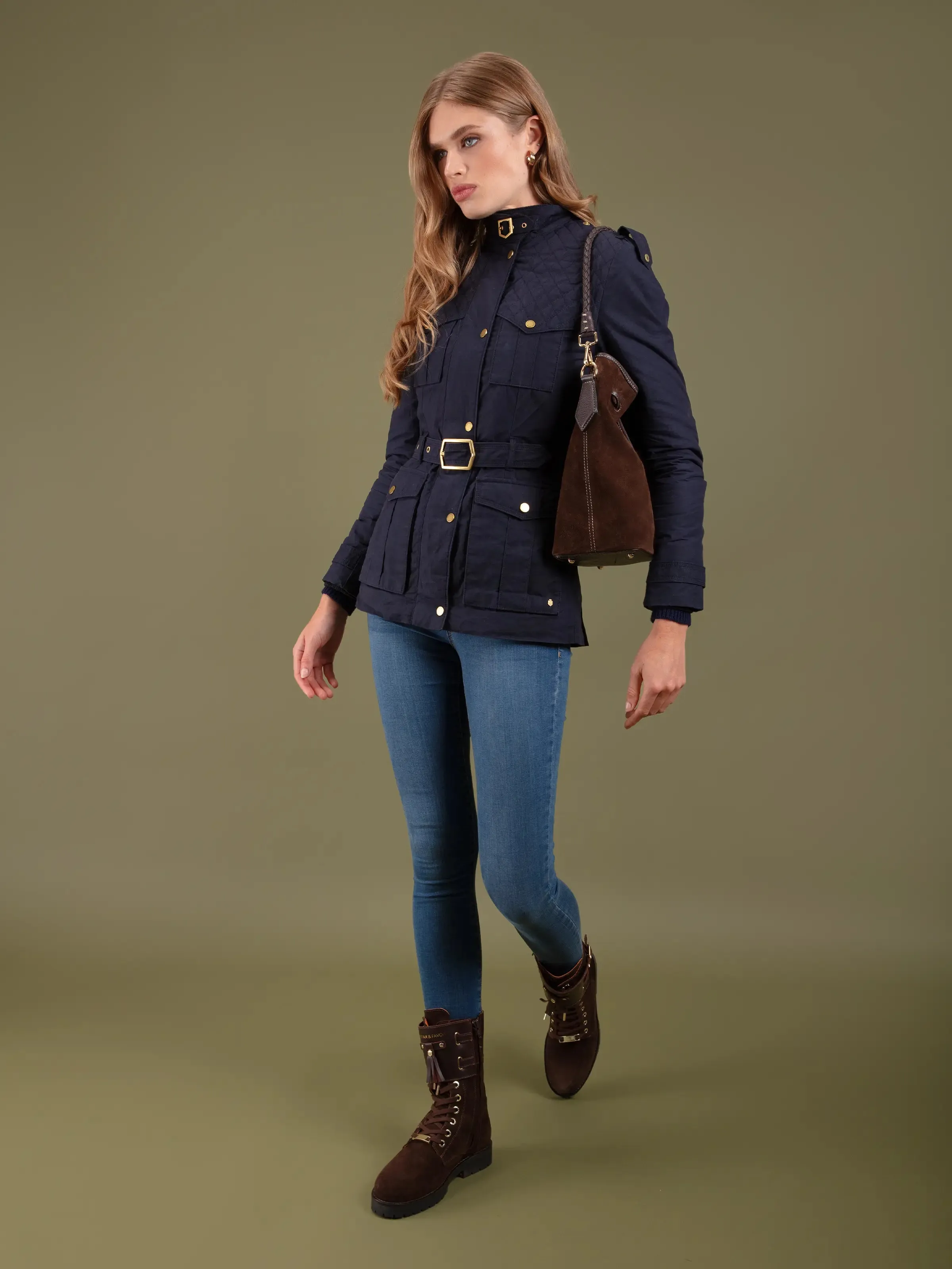 Ivy Quilted Wax Jacket - Navy