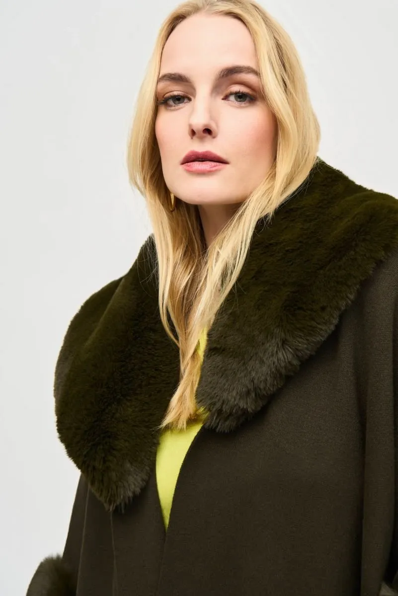 Joseph Ribkoff Faux Fur Trim Oversized Cape 243930