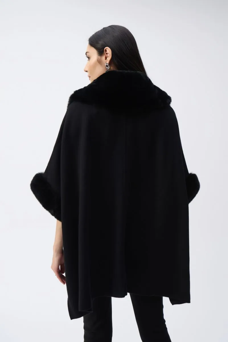 Joseph Ribkoff Faux Fur Trim Oversized Cape 243930