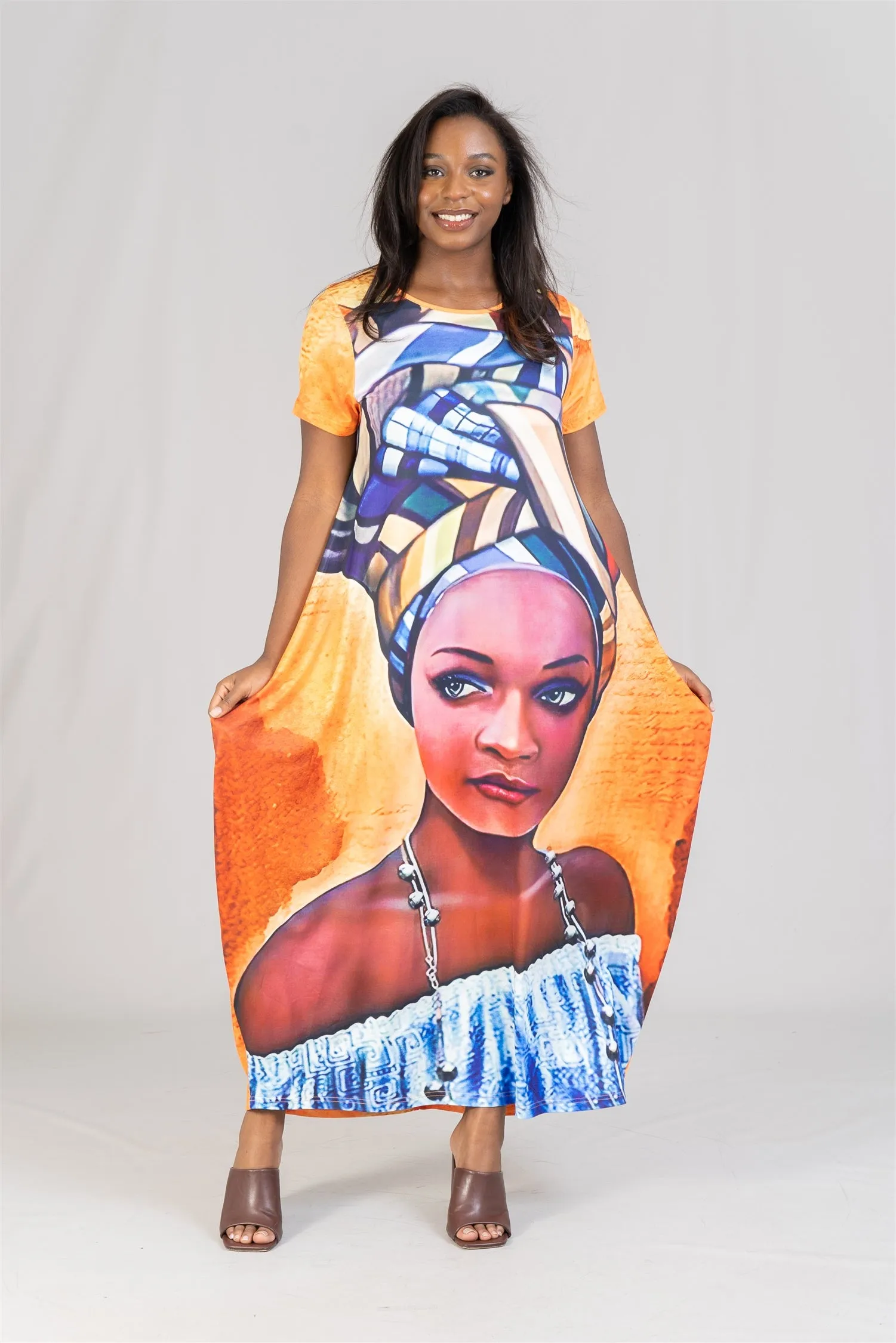 KaraChic CHH22028 Print Knit Maxi Dress