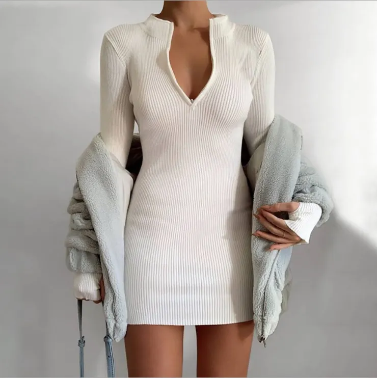 Knit Ribbed Mini Dress - Culture Heaven Special