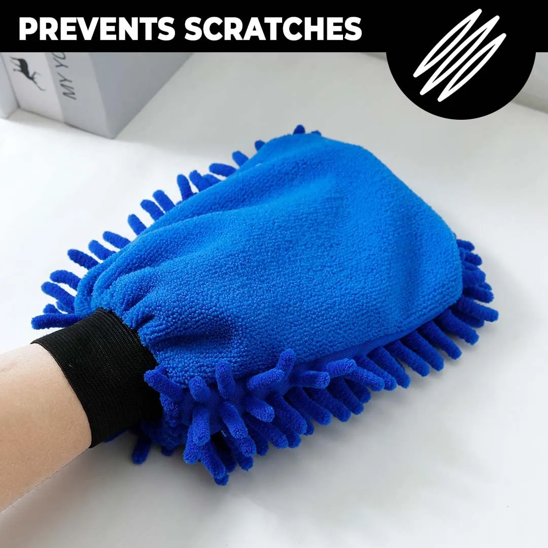 Kuber Industries Gloves | Microfiber Cleaning Gloves | Chenille Mitts for Kitchen | Hand Duster for Kitchen | 1000 GSM Hand Gloves | Double Sided Gloves | SHXNEFSST2 | Pack of 10 | Blue