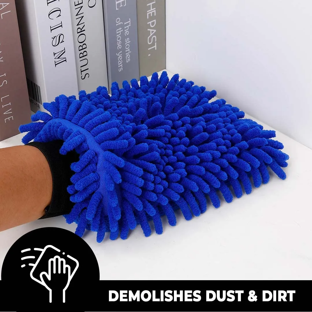 Kuber Industries Gloves | Microfiber Cleaning Gloves | Chenille Mitts for Kitchen | Hand Duster for Kitchen | 1000 GSM Hand Gloves | Double Sided Gloves | SHXNEFSST2 | Pack of 10 | Blue