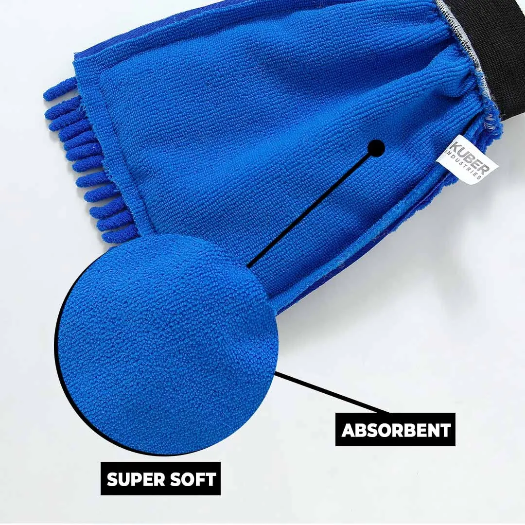 Kuber Industries Gloves | Microfiber Cleaning Gloves | Chenille Mitts for Kitchen | Hand Duster for Kitchen | 1000 GSM Hand Gloves | Double Sided Gloves | SHXNEFSST2 | Pack of 10 | Blue