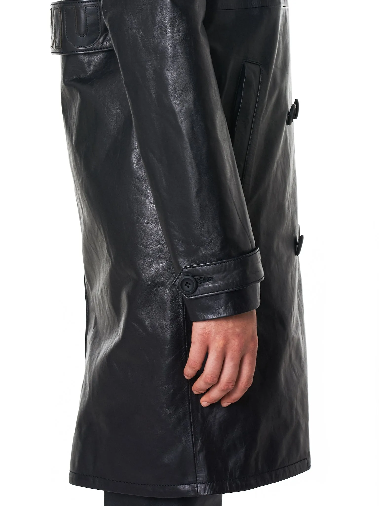 Leather Trench Coat (UWJA007E18216001-BLACK)