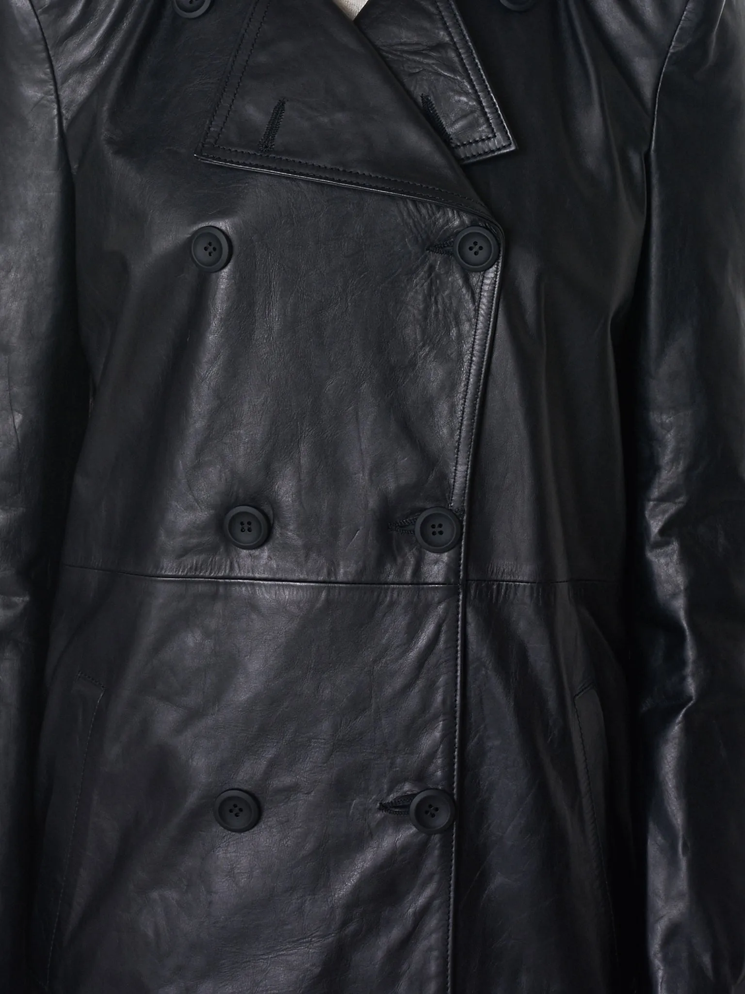 Leather Trench Coat (UWJA007E18216001-BLACK)