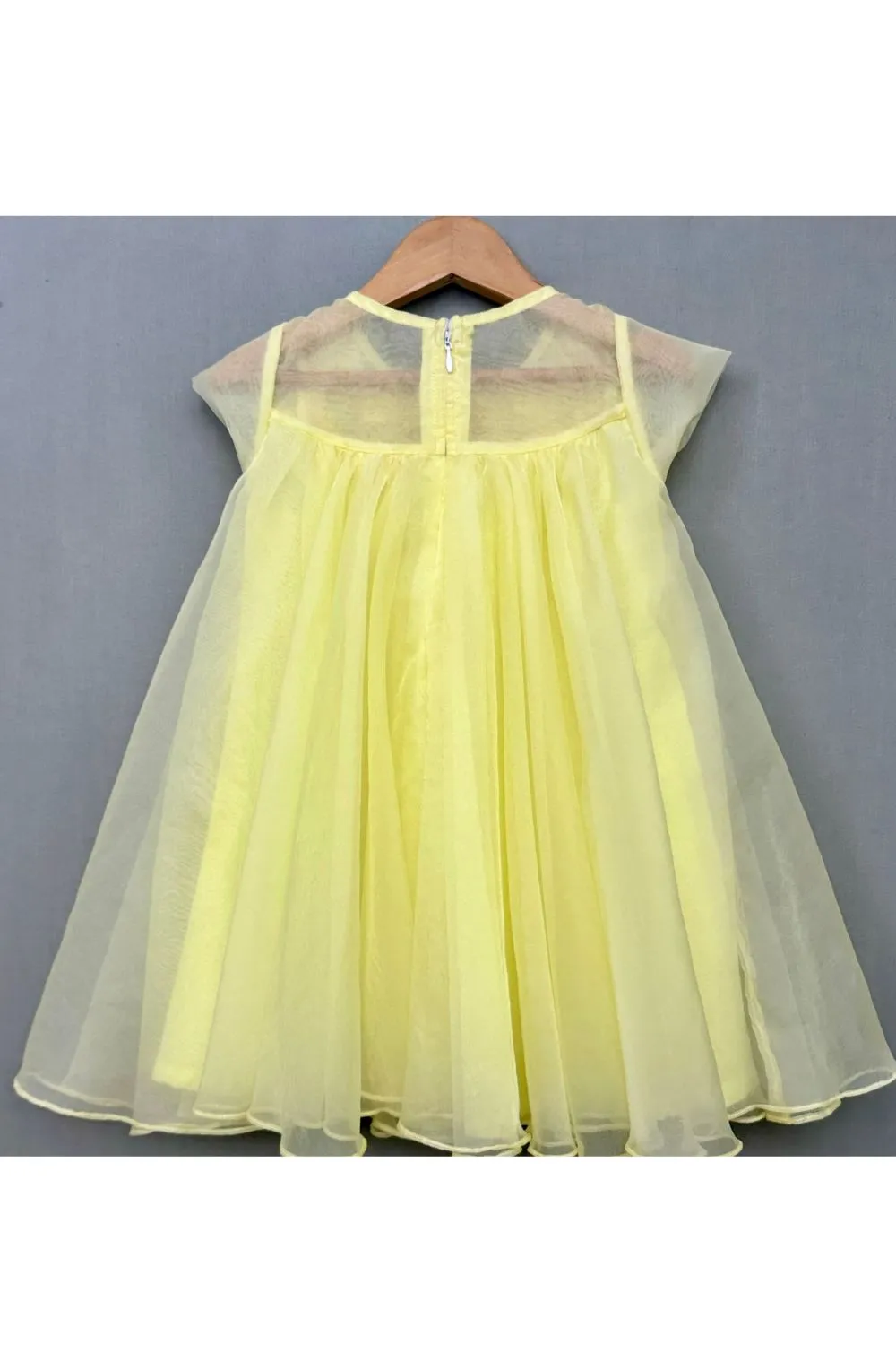 Lemon Yellow Floral Embellished A-Line Dress