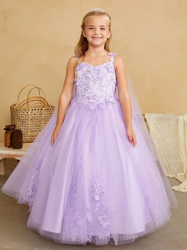 Lilac Gorgeous 3d Floral Bodice With Glitter Tulle