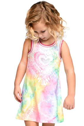 Little Girl’s A-Line Tie Dye Heart Bling Dress