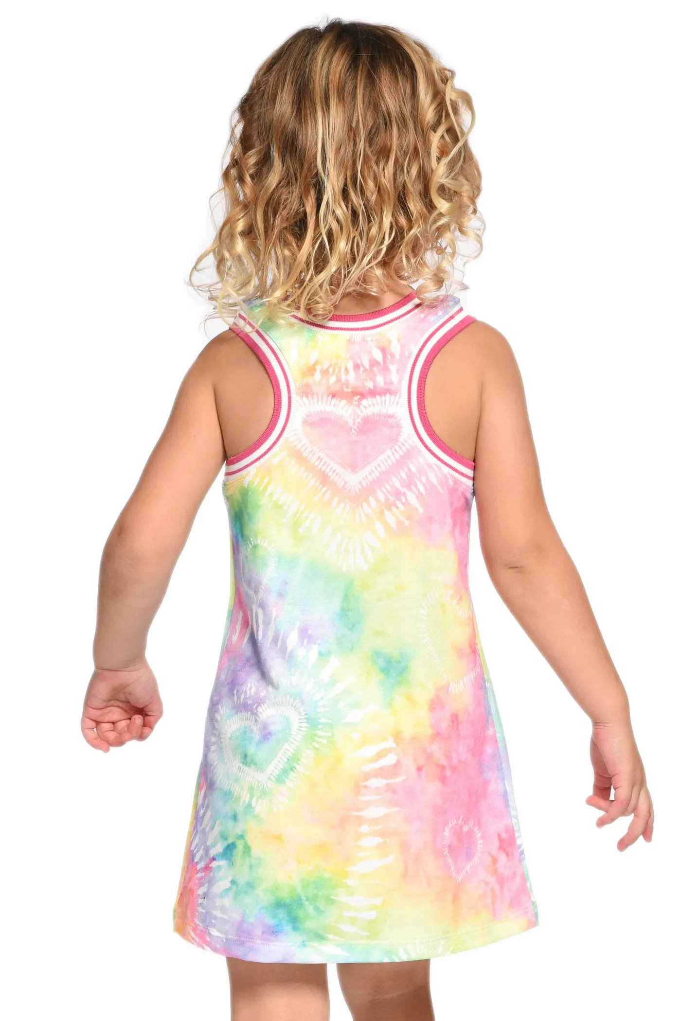 Little Girl’s A-Line Tie Dye Heart Bling Dress