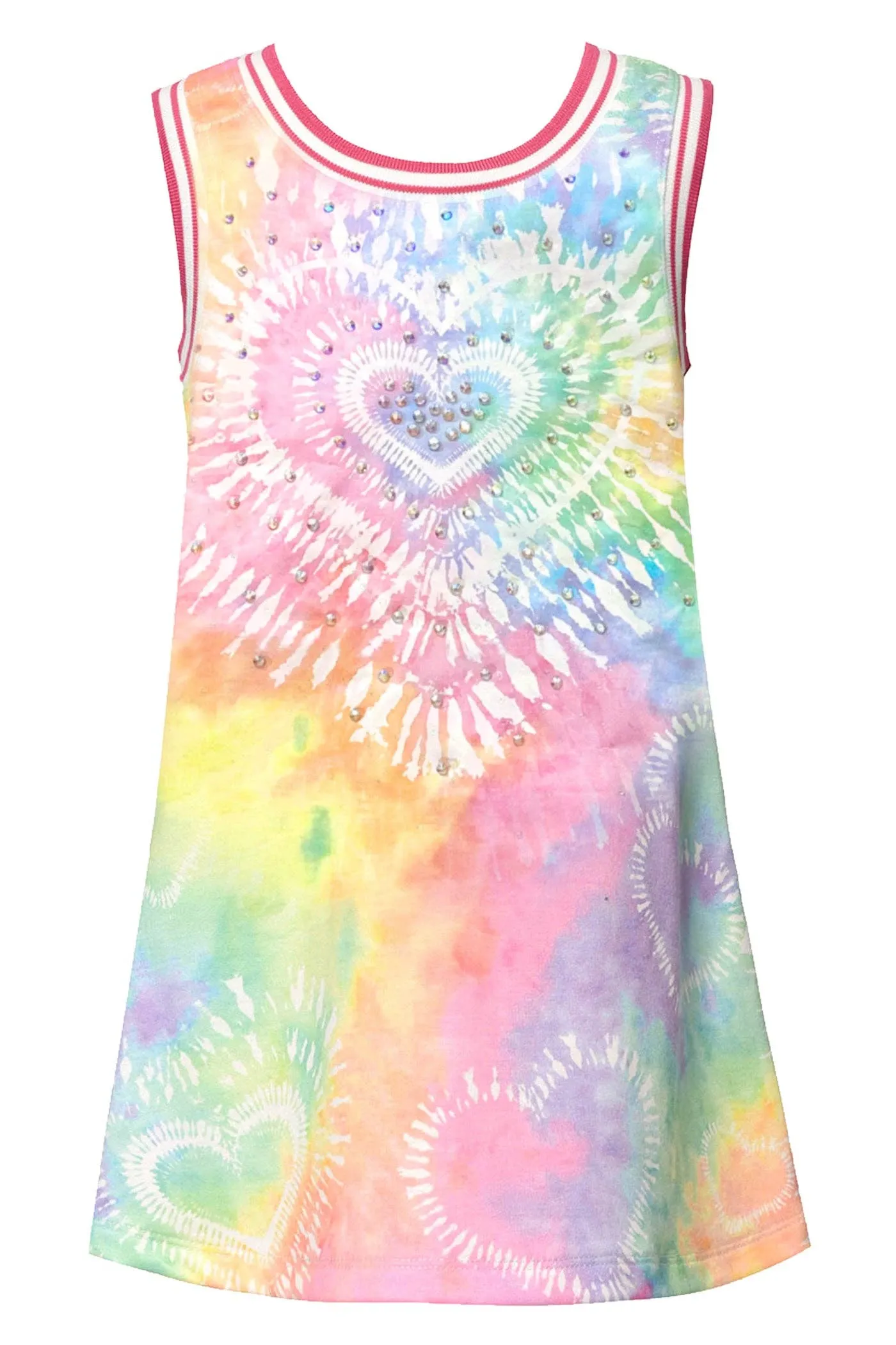 Little Girl’s A-Line Tie Dye Heart Bling Dress