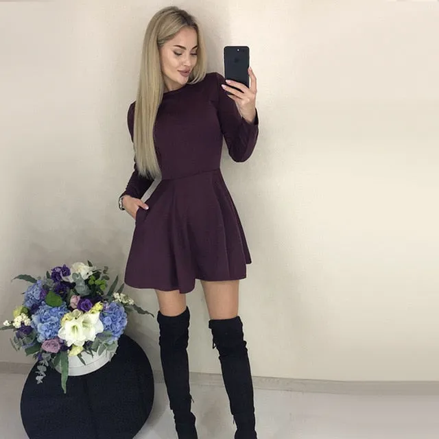 Long Sleeve Sexy Fashion Mini Dress