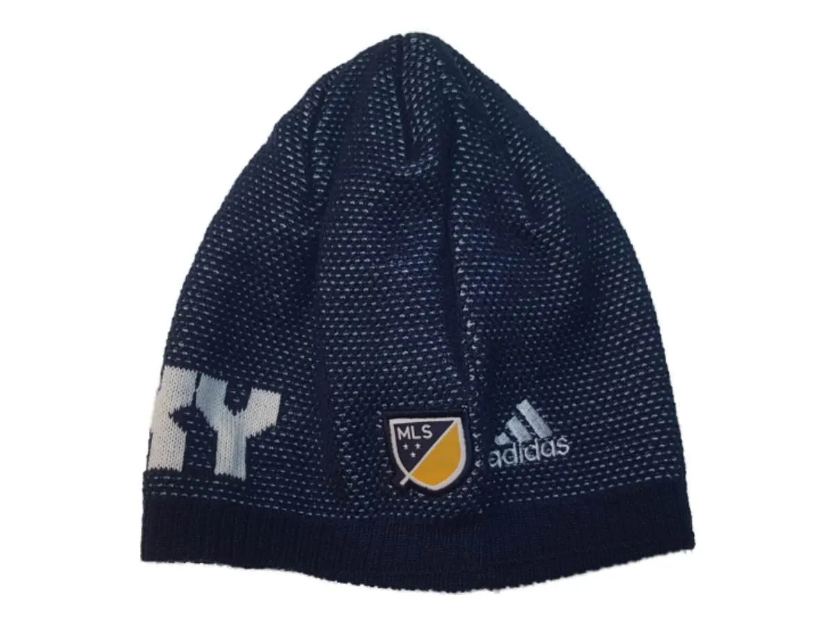 Los Angeles Galaxy Adidas WOMENS Navy Acrylic Knit Skull Beanie Hat Cap