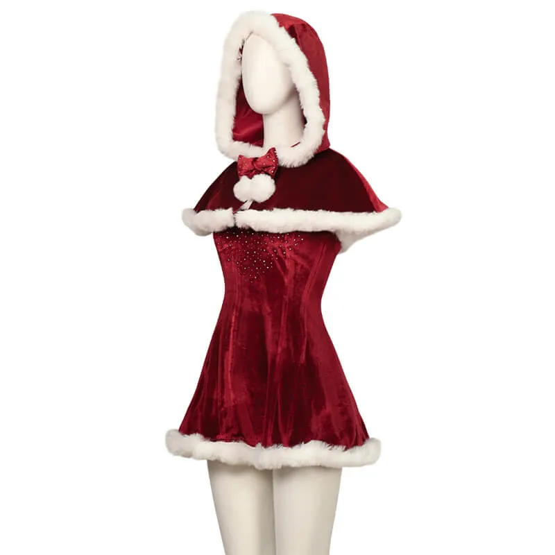 Love Actually 2023 Costume Retro Christmas Dress with Cape BEcostume