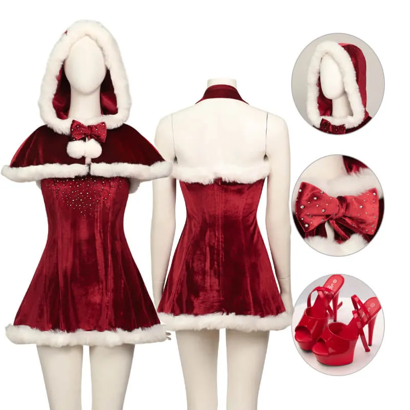 Love Actually 2023 Costume Retro Christmas Dress with Cape BEcostume