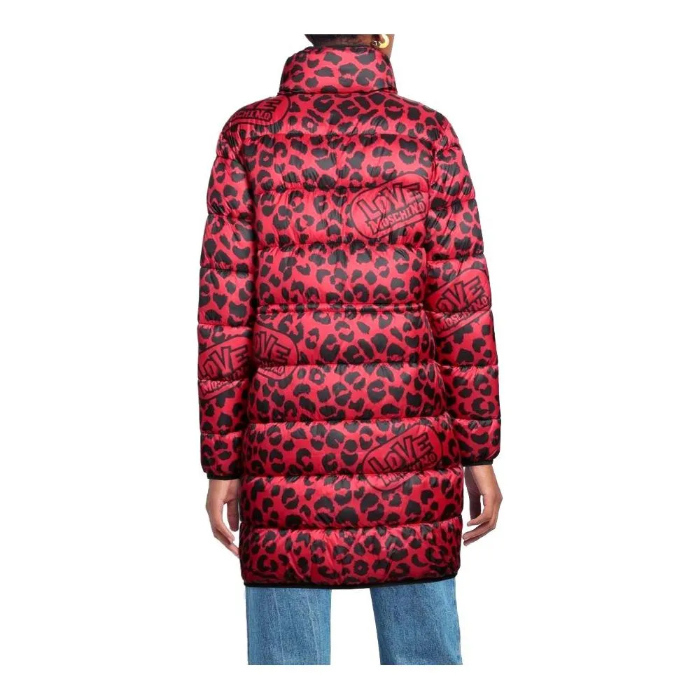 Love Moschino Chic Leopard Print Long Down Jacket