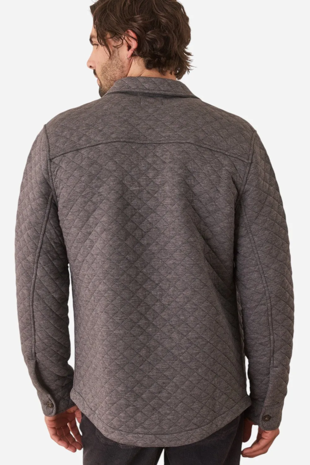 Marine Layer Corbet Quilted Overshirt in Dark Heather Grey