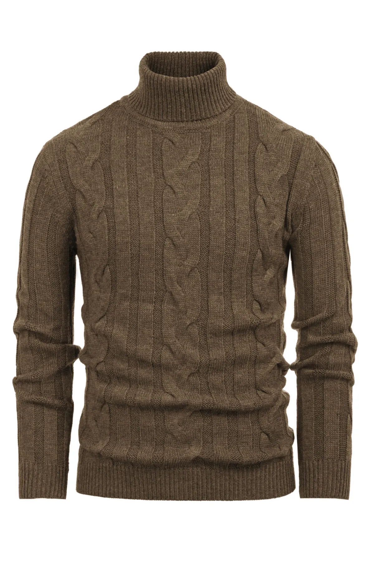 Men's Casual Turtleneck Sweaters Cable Knit Thermal Pullover Sweater