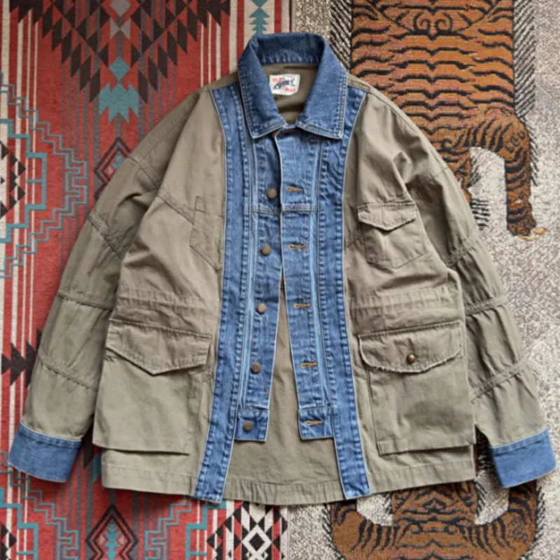 Men's Denim Patchwork Jacket