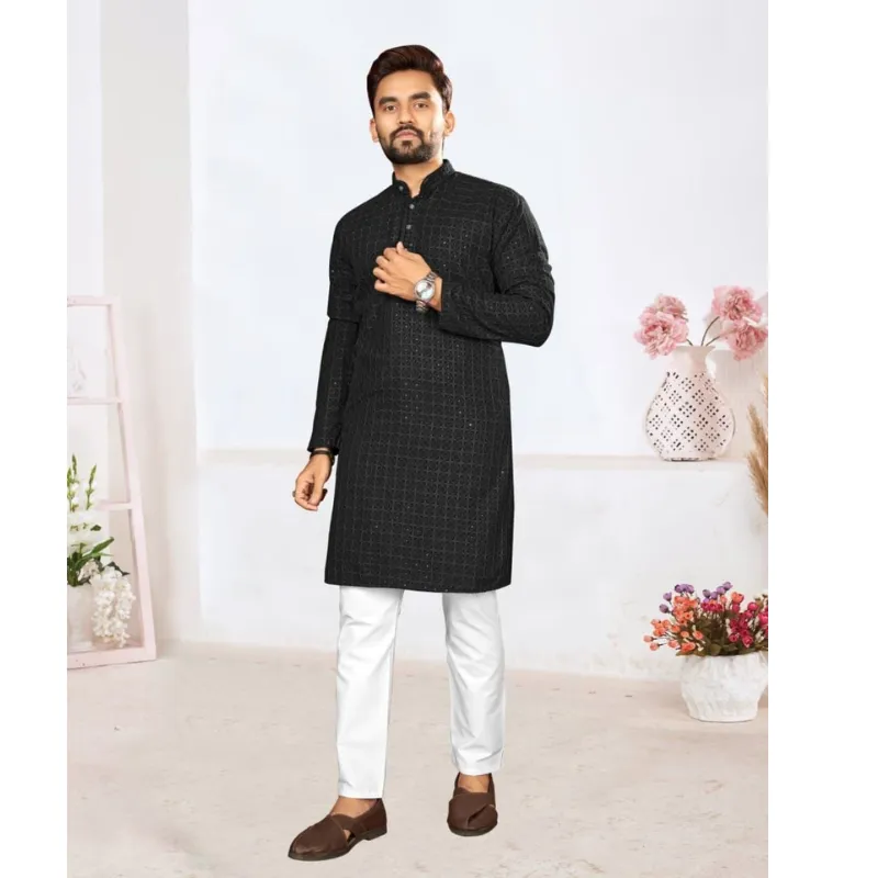 Men's Traditional Lucknowi Kurta Pajama Set