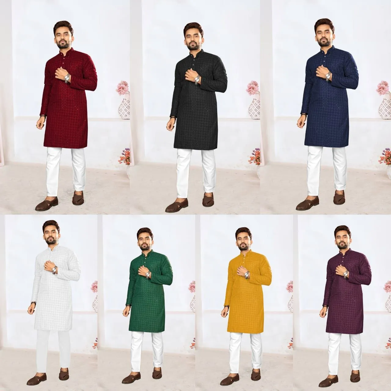 Men's Traditional Lucknowi Kurta Pajama Set