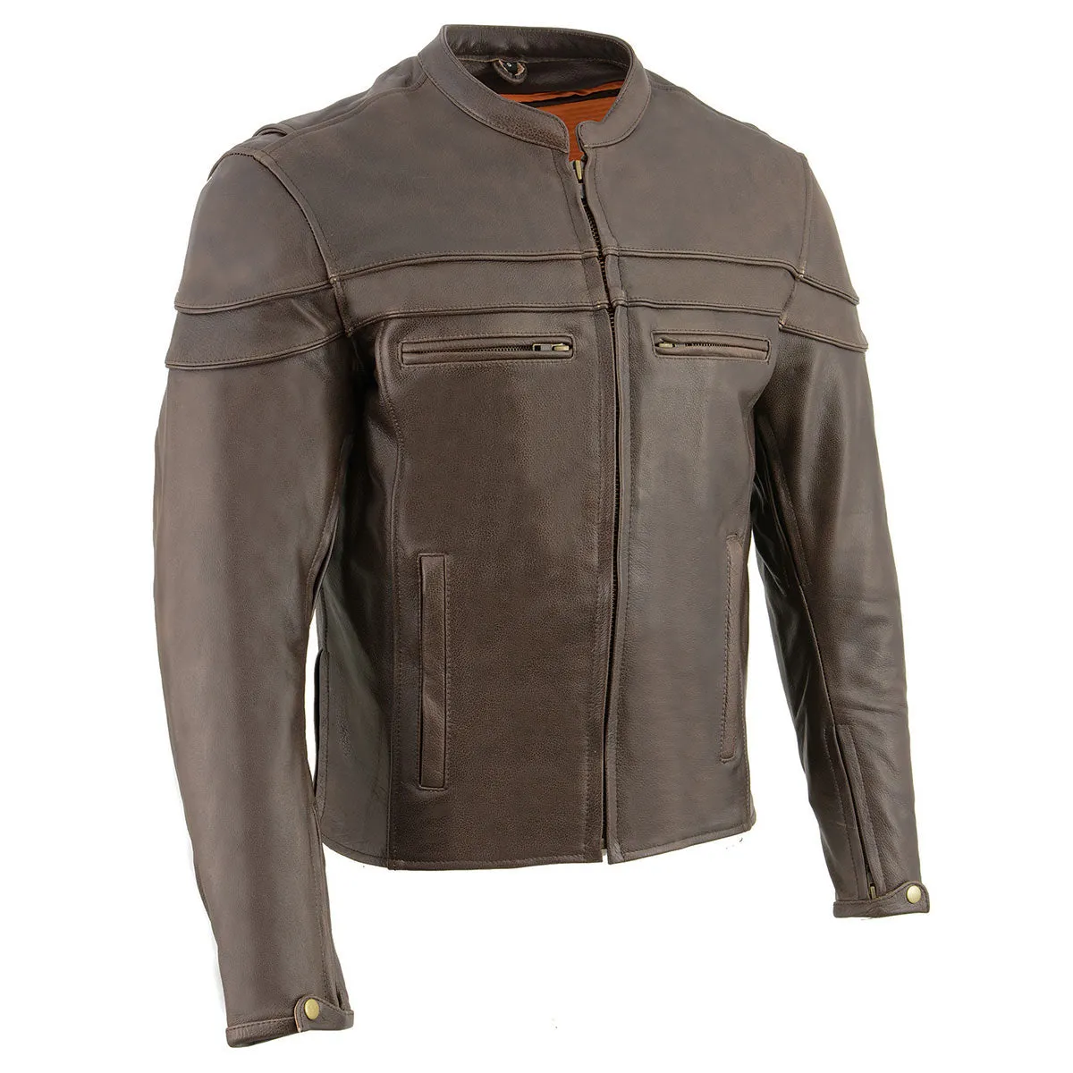 Milwaukee Leather ML1408RT Men's Retro Brown 'Savage' Sporty Crossover Retro Leather Jacket