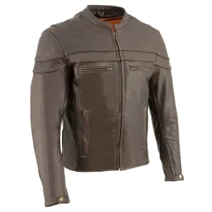 Milwaukee Leather ML1408RT Men's Retro Brown 'Savage' Sporty Crossover Retro Leather Jacket