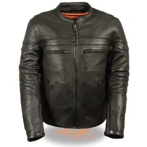 Milwaukee Leather SH1408 Men's Sporty Crossover Vented Black Motorcycle Leather Scooter Jacket