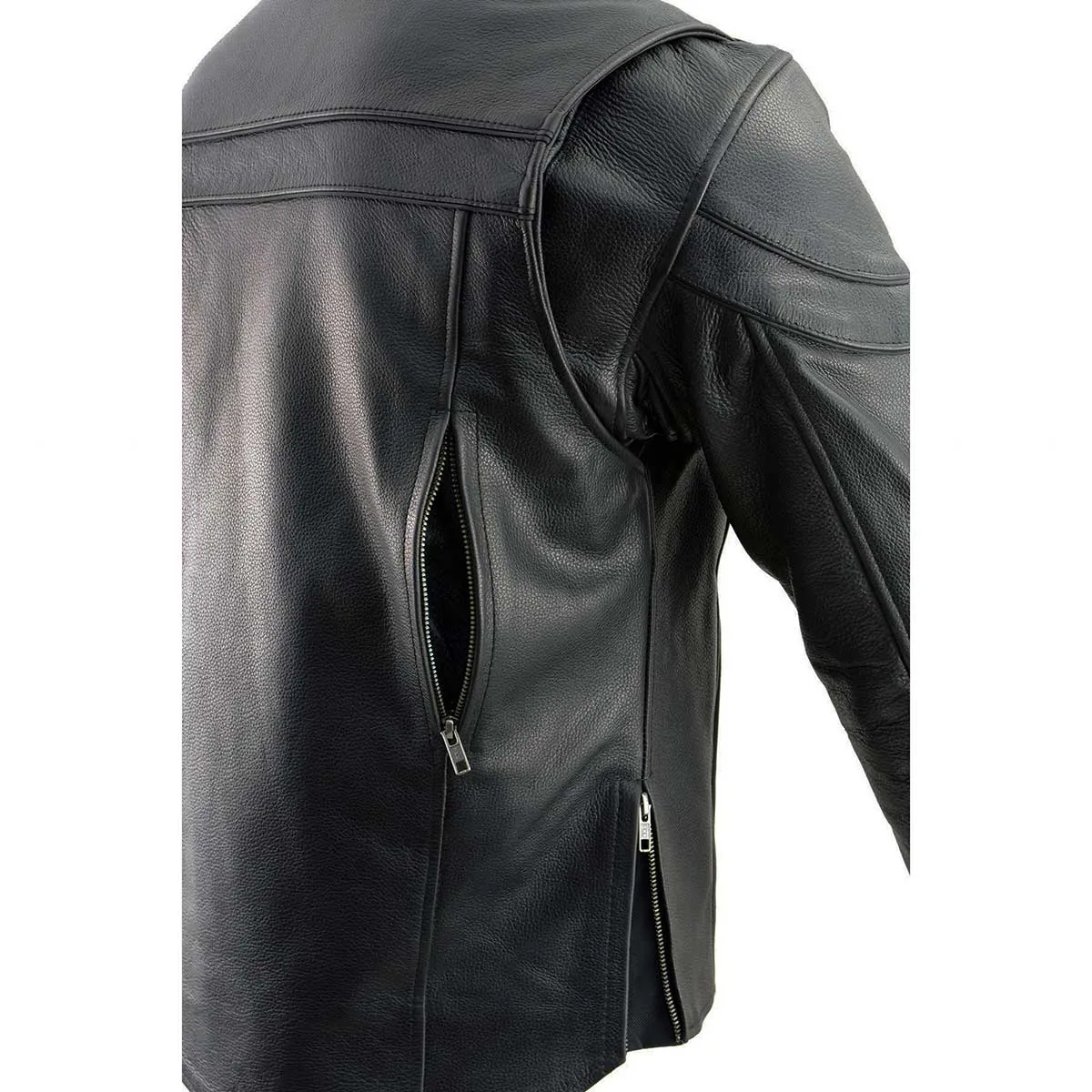 Milwaukee Leather SH1408 Men's Sporty Crossover Vented Black Motorcycle Leather Scooter Jacket