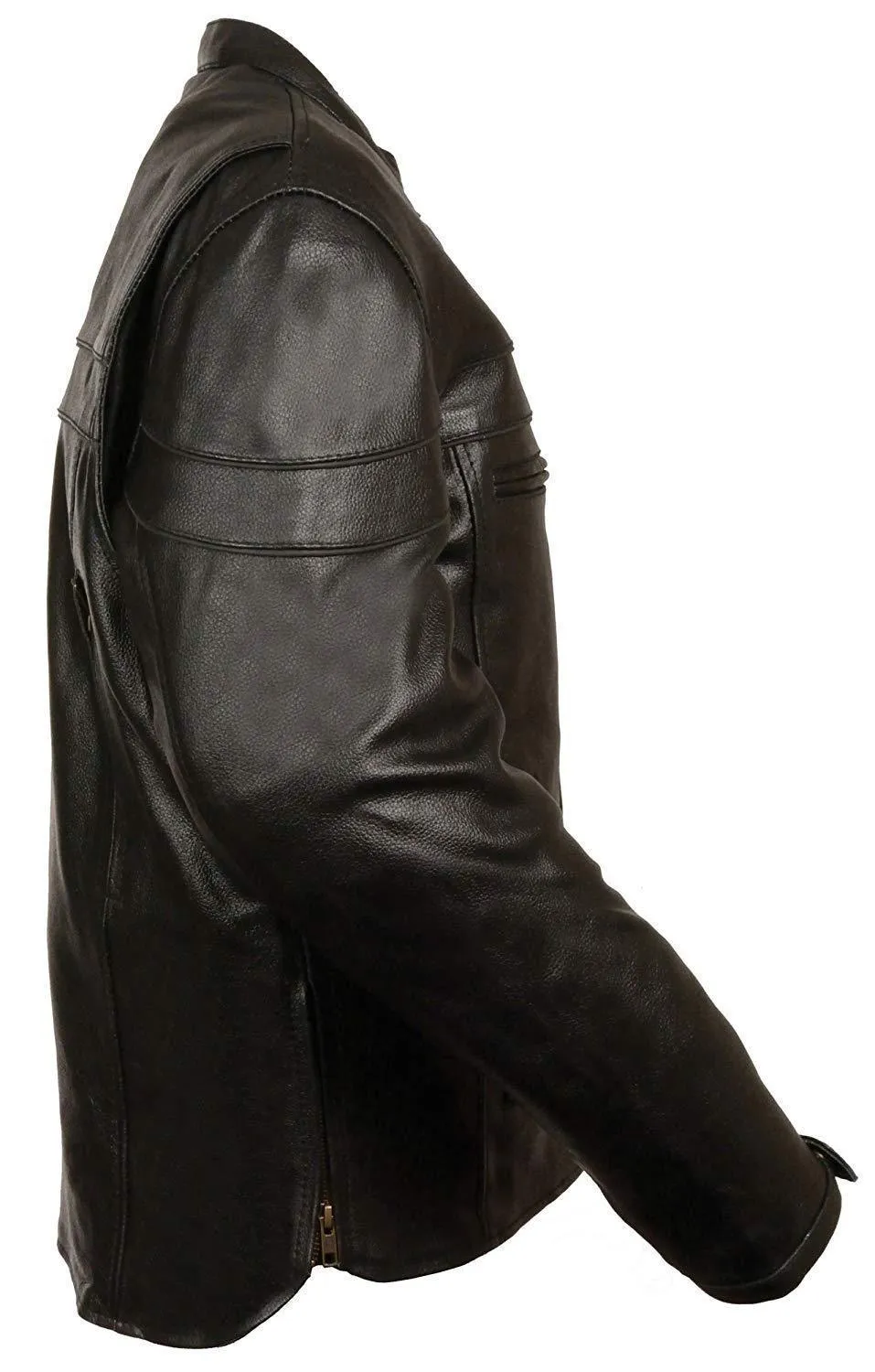 Milwaukee Leather SH1408 Men's Sporty Crossover Vented Black Motorcycle Leather Scooter Jacket