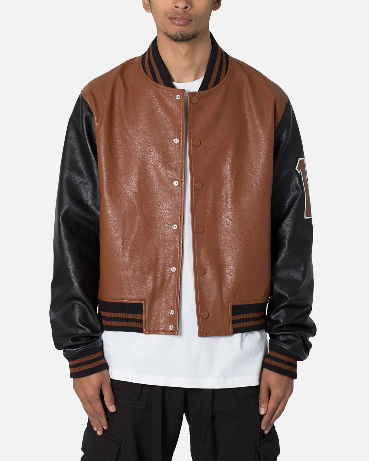 MNML PU Varsity Jacket Brown/Black