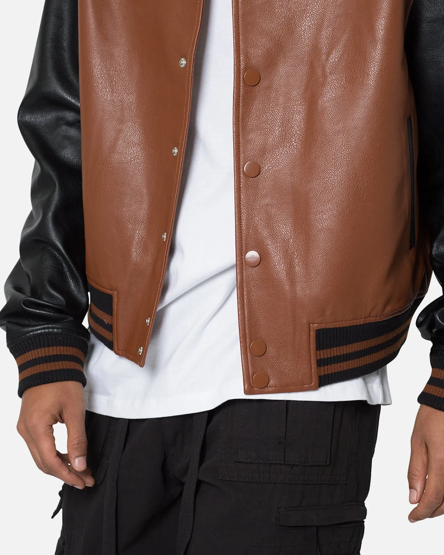 MNML PU Varsity Jacket Brown/Black