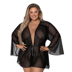 Modern Romance Flowing Short Robe Black 2X