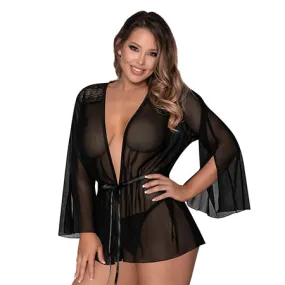 Modern Romance Flowing Short Robe Black S/M