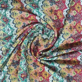 Multicolor Traditional Print Viscose Fabric