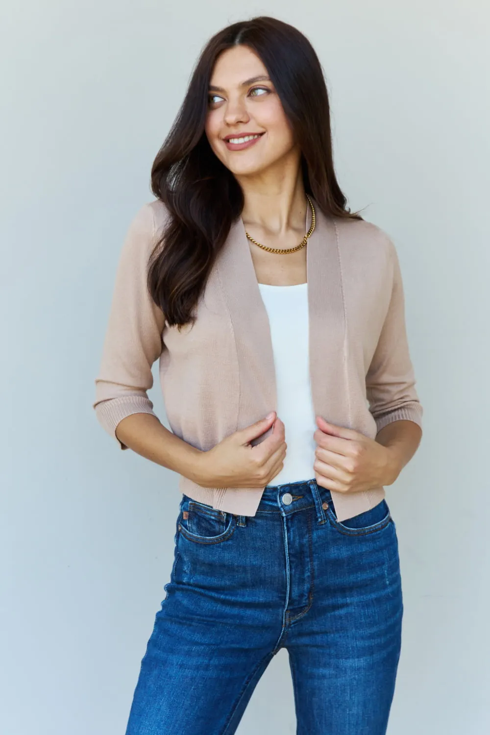 My Favorite 3/4 Sleeve Cropped Cardigan