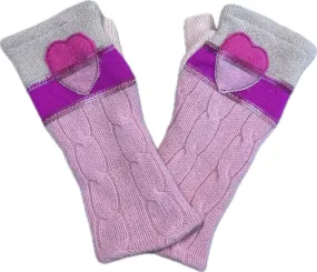 NEW! Cashmere Fingerless Gloves in Pink with Heart by Sardine Clothing Co.