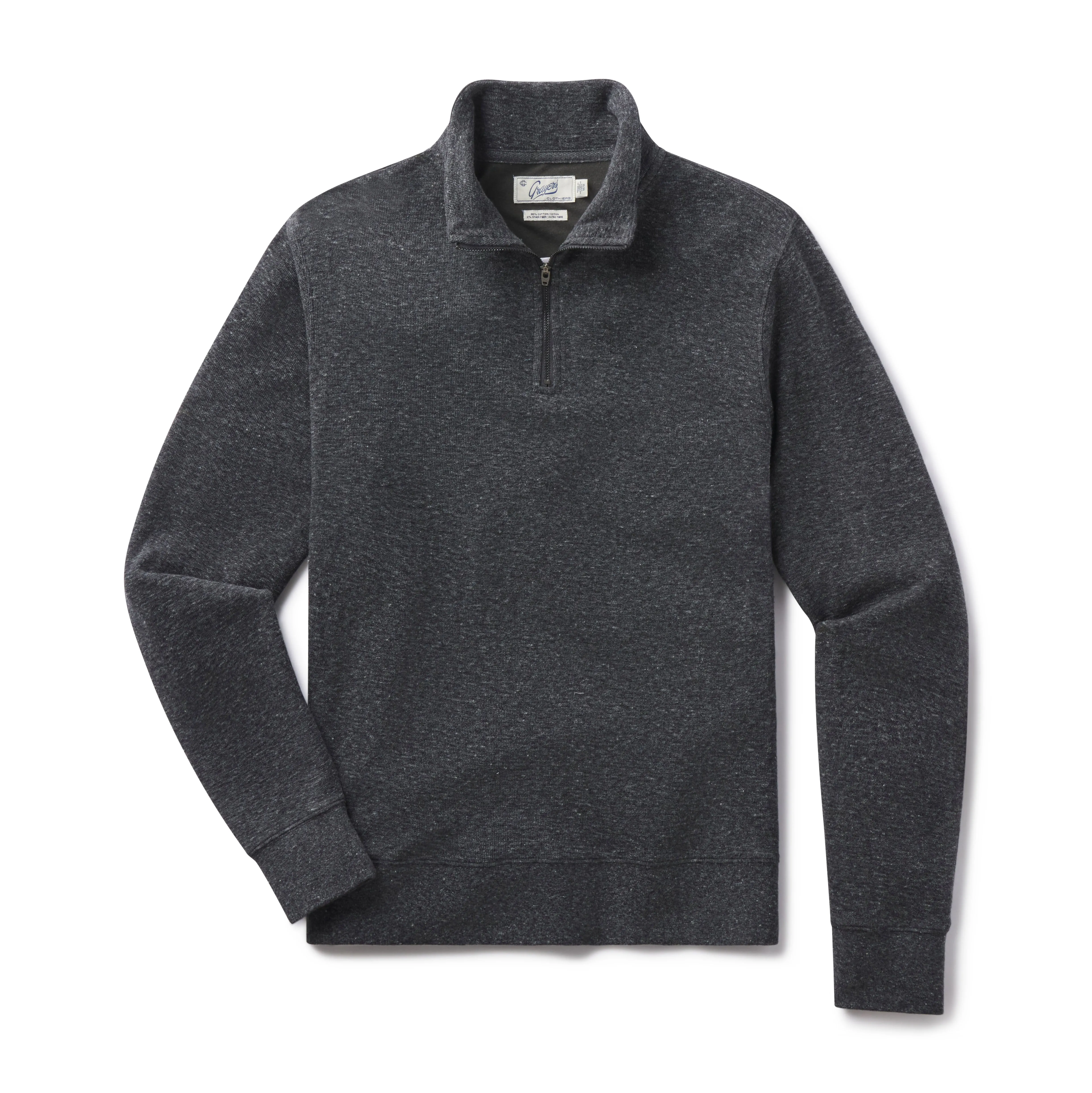 New Windsor Double Cloth 1/4 Zip Mock - Charcoal Heather