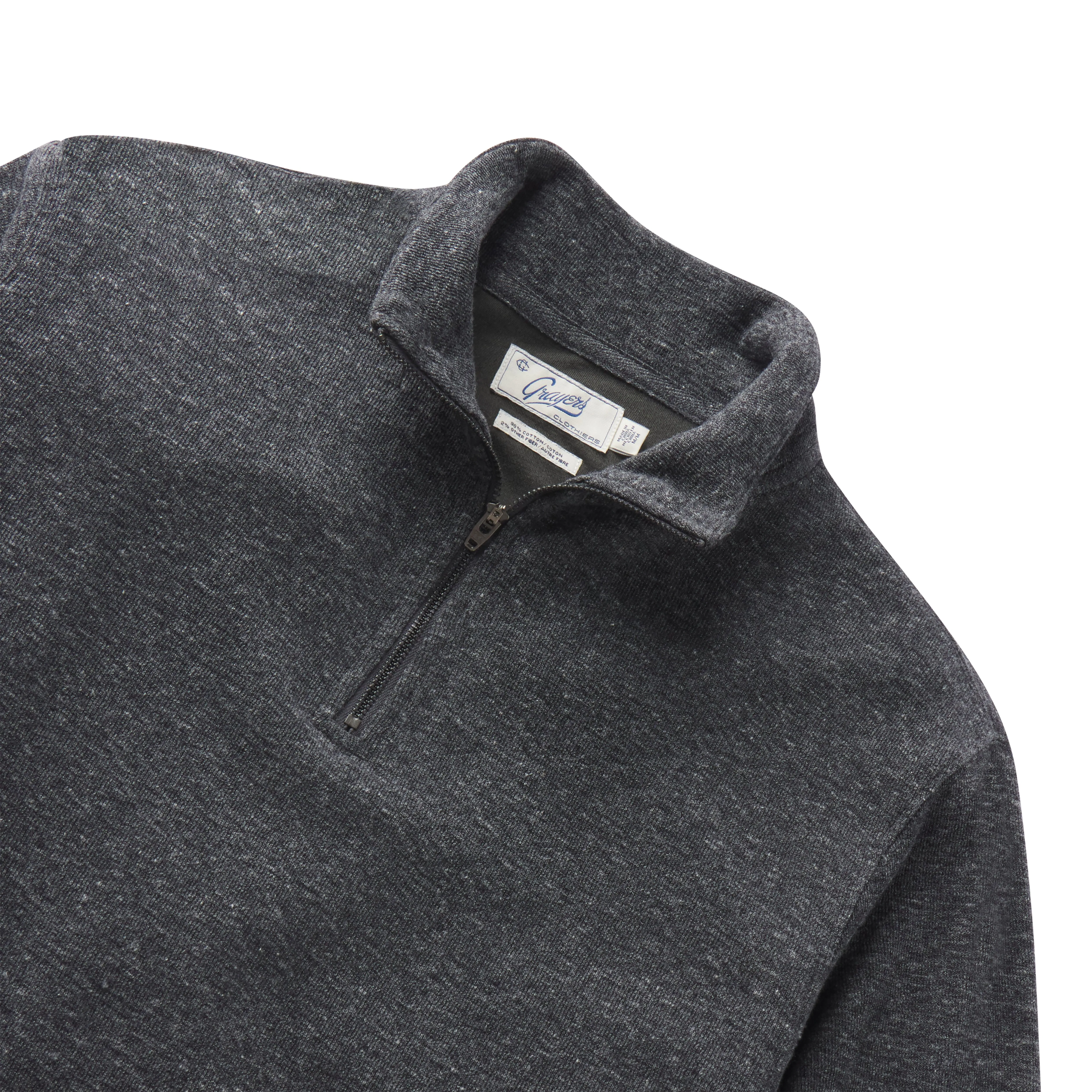 New Windsor Double Cloth 1/4 Zip Mock - Charcoal Heather