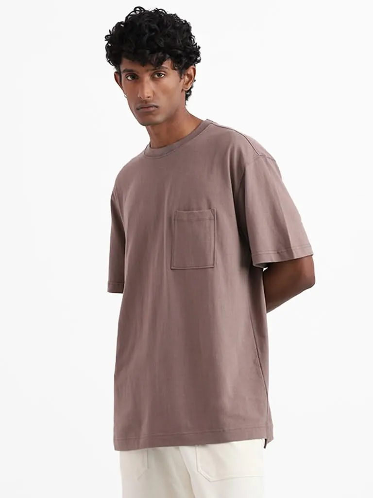 Nuon Taupe Cotton Relaxed-Fit T-Shirt