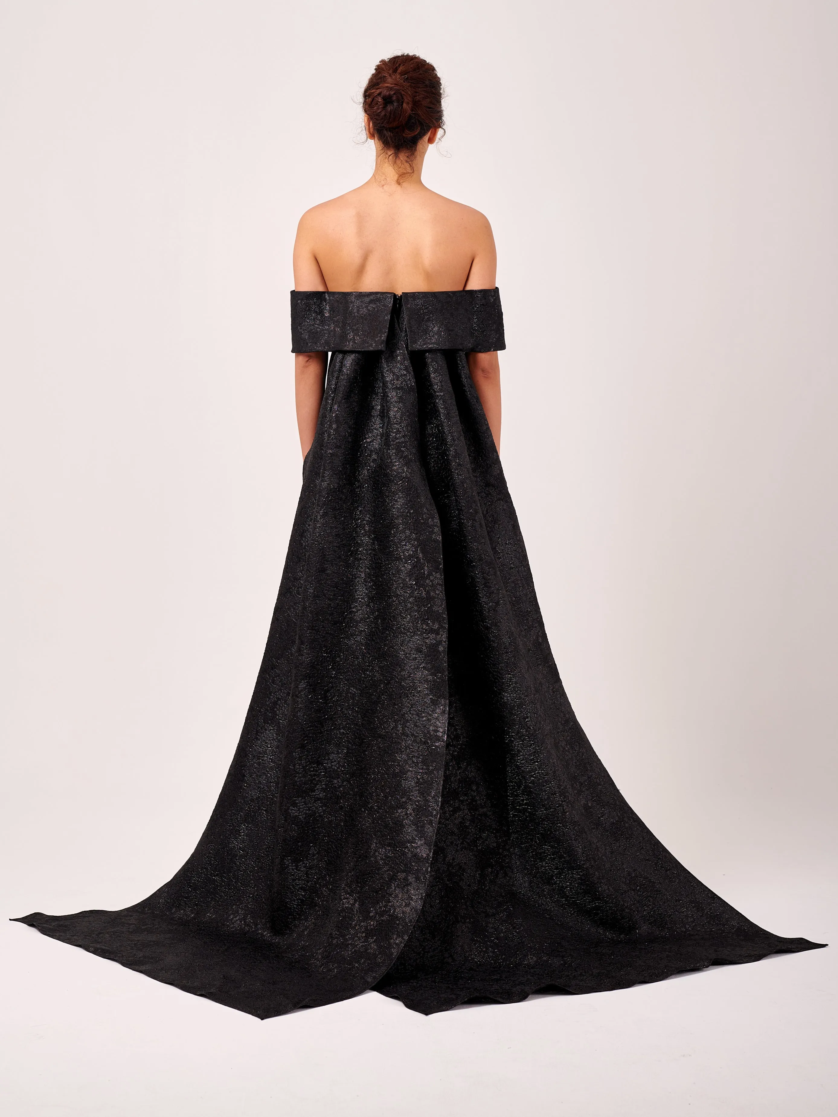 Off The Shoulder Cape Effect Long Column Gown